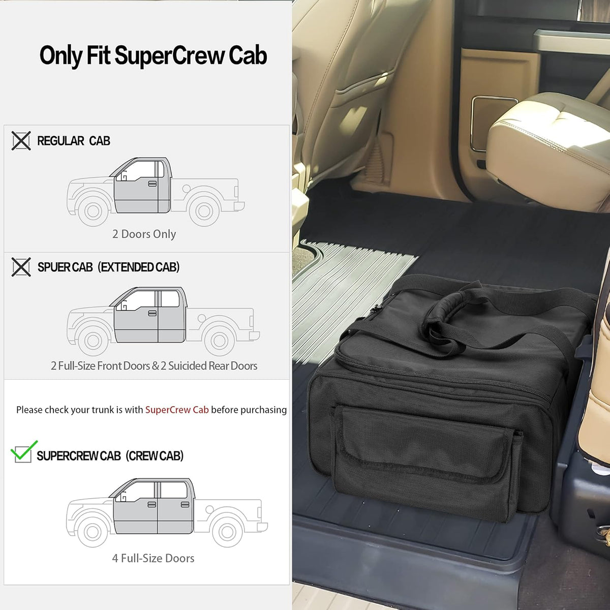 Black Underseat Truck Storage Organizer with Detachable Divider I341