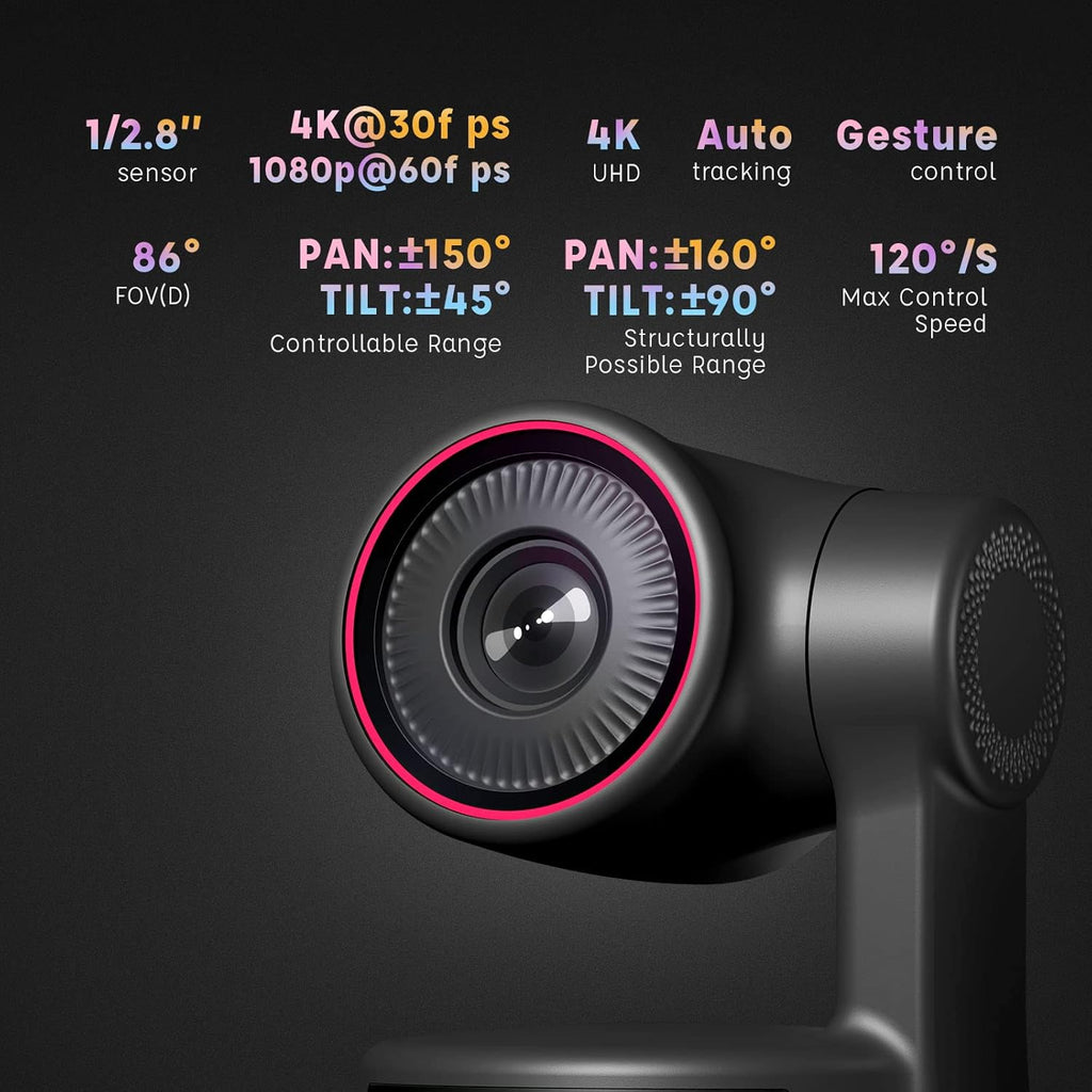 4K PTZ Webcam with Dual Omni-Directional Mic 4X Zoom V735