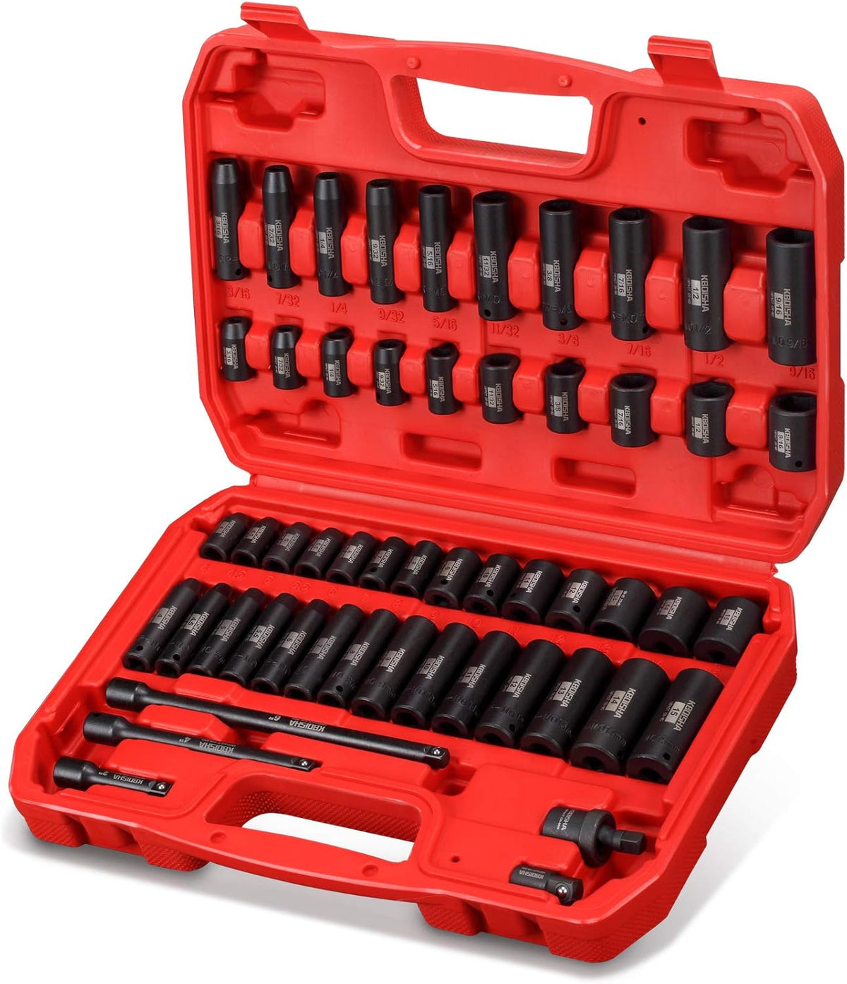 1/4 Inch Drive 53-Piece CR-MO Alloy Steel Impact Socket Set SAE and Metric L12857