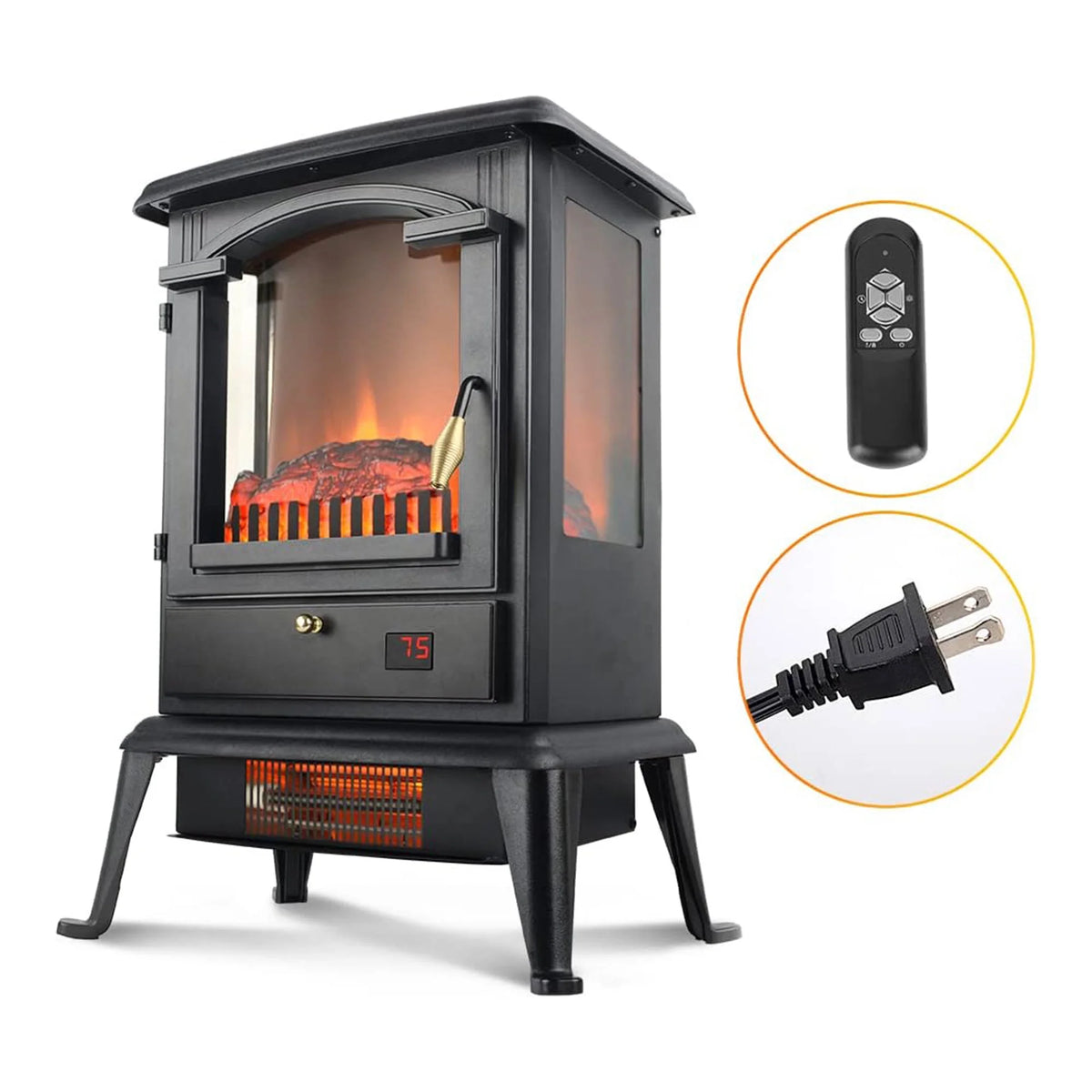 Freestanding Electric Fireplace Heater Stove with Remote 4 Pack S336