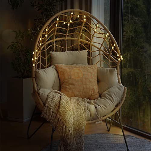 Oversized PE Wicker Egg Chair with Olefin Cushion and Stand V86528