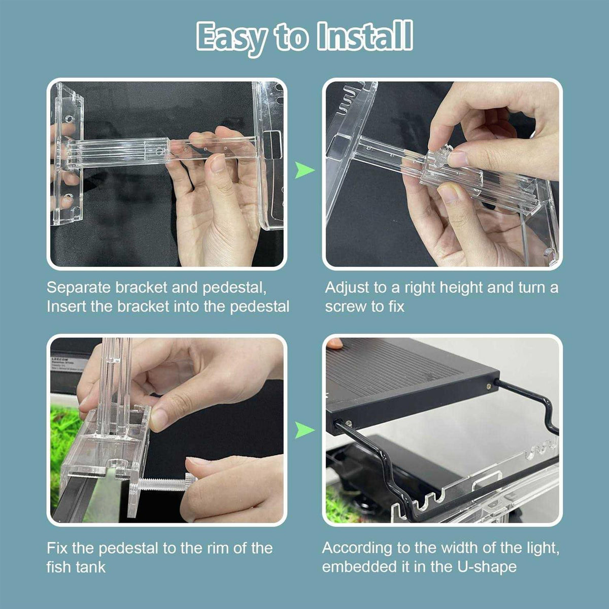 Adjustable Clear Acrylic Aquarium Light Holder 2pcs I1623