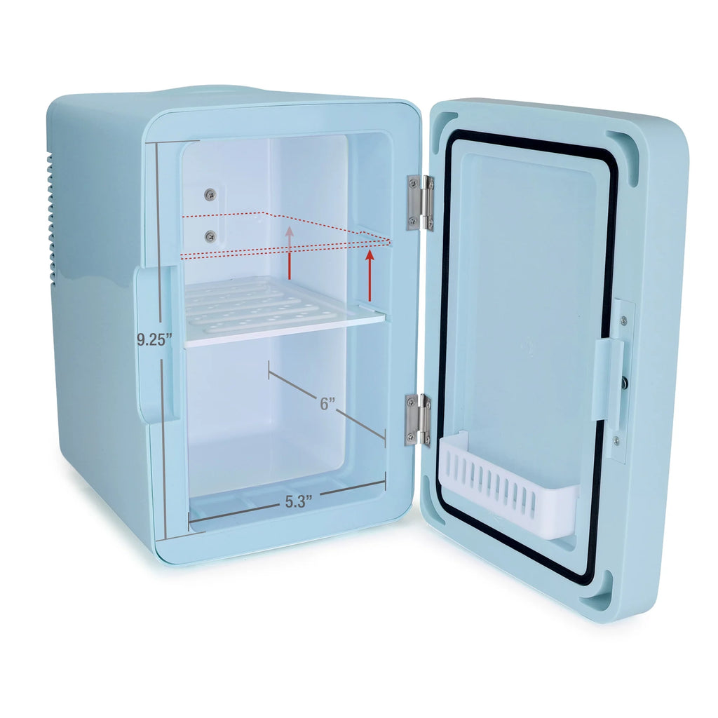 6 Can LED Lighted Mini Fridge with Mirror Door E1158