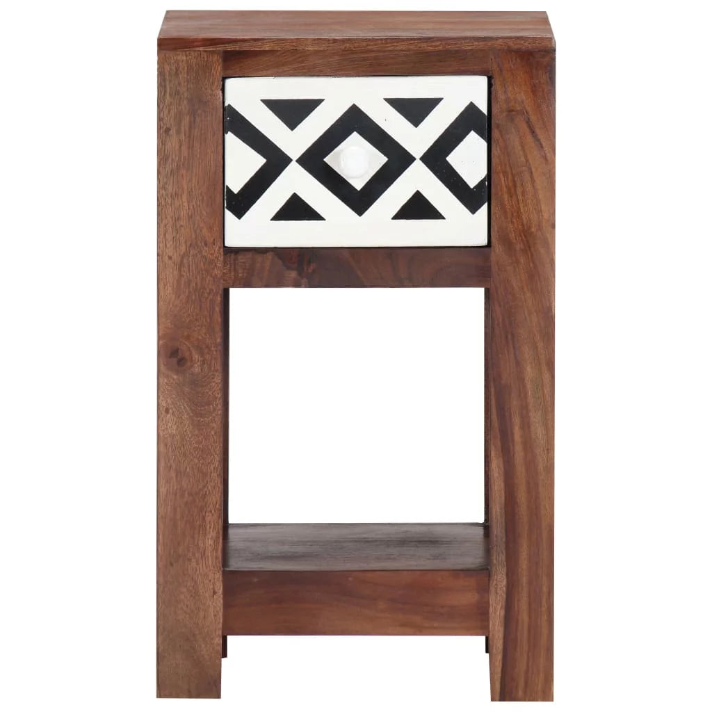 Sheesham Wood Nightstand with Storage Drawer and Bottom Shelf O28489