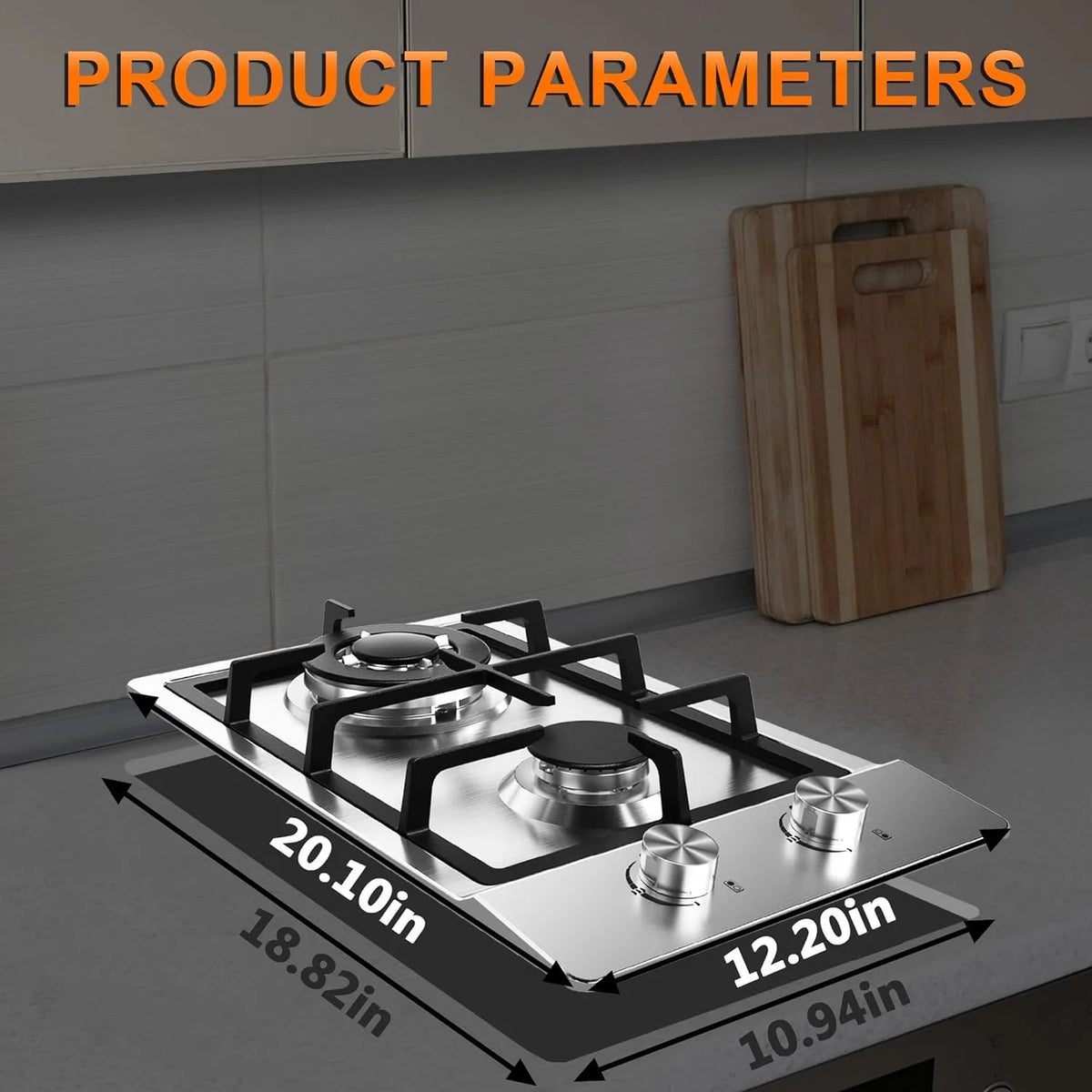 12 Inch 2 Burner Stainless Steel Gas Cooktop A6808
