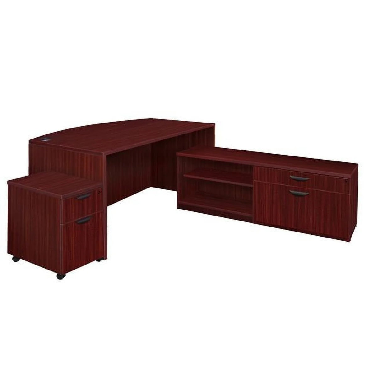 71 in. Mahogany L-Desk with Mobile Pedestal W58595