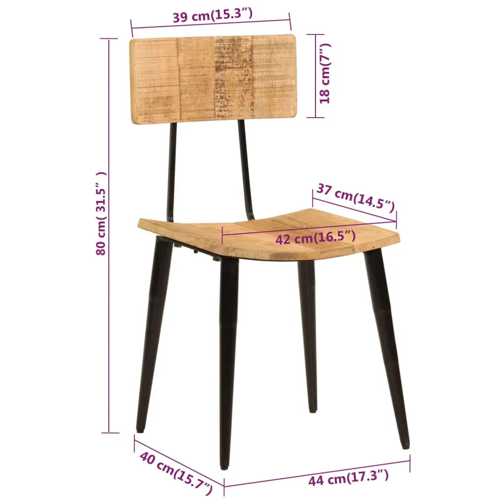 2 pcs Solid Wood Mango Dining Chairs N4766