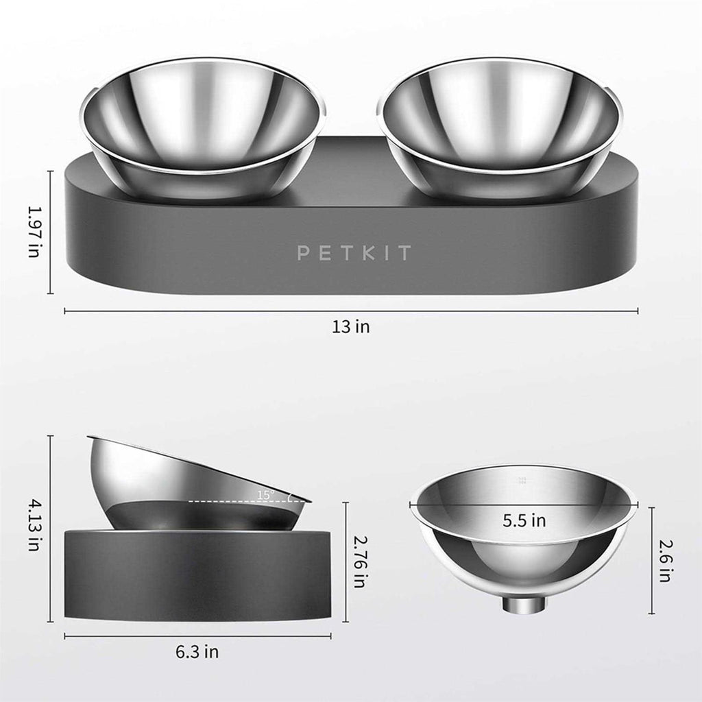 Raised Stainless Steel Dog Cat Food and Water Bowl V17752