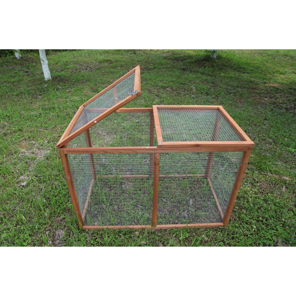 Wooden Chicken Coop Rabbit Hutch with Mesh Run Q55297