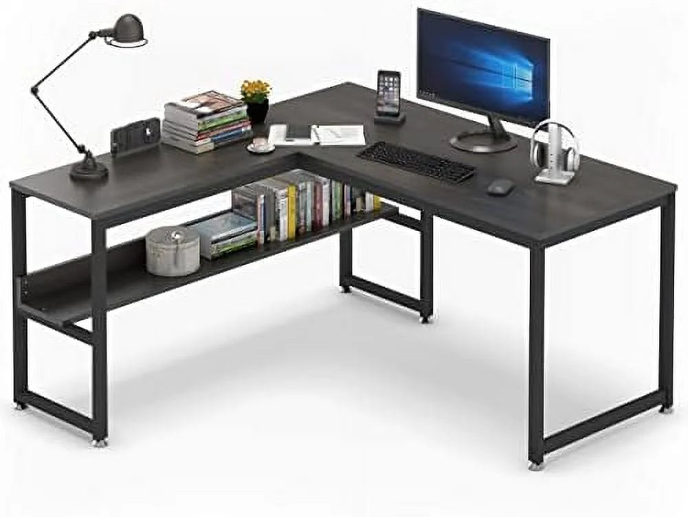 L Shaped Desk 55 inch with Shelves X488