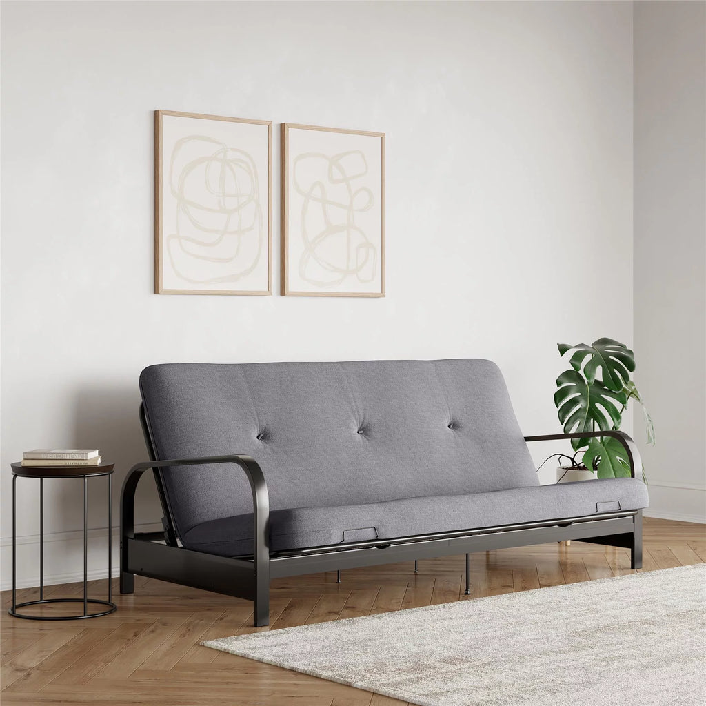 6-Inch Full Black Linen Futon Mattress L23148