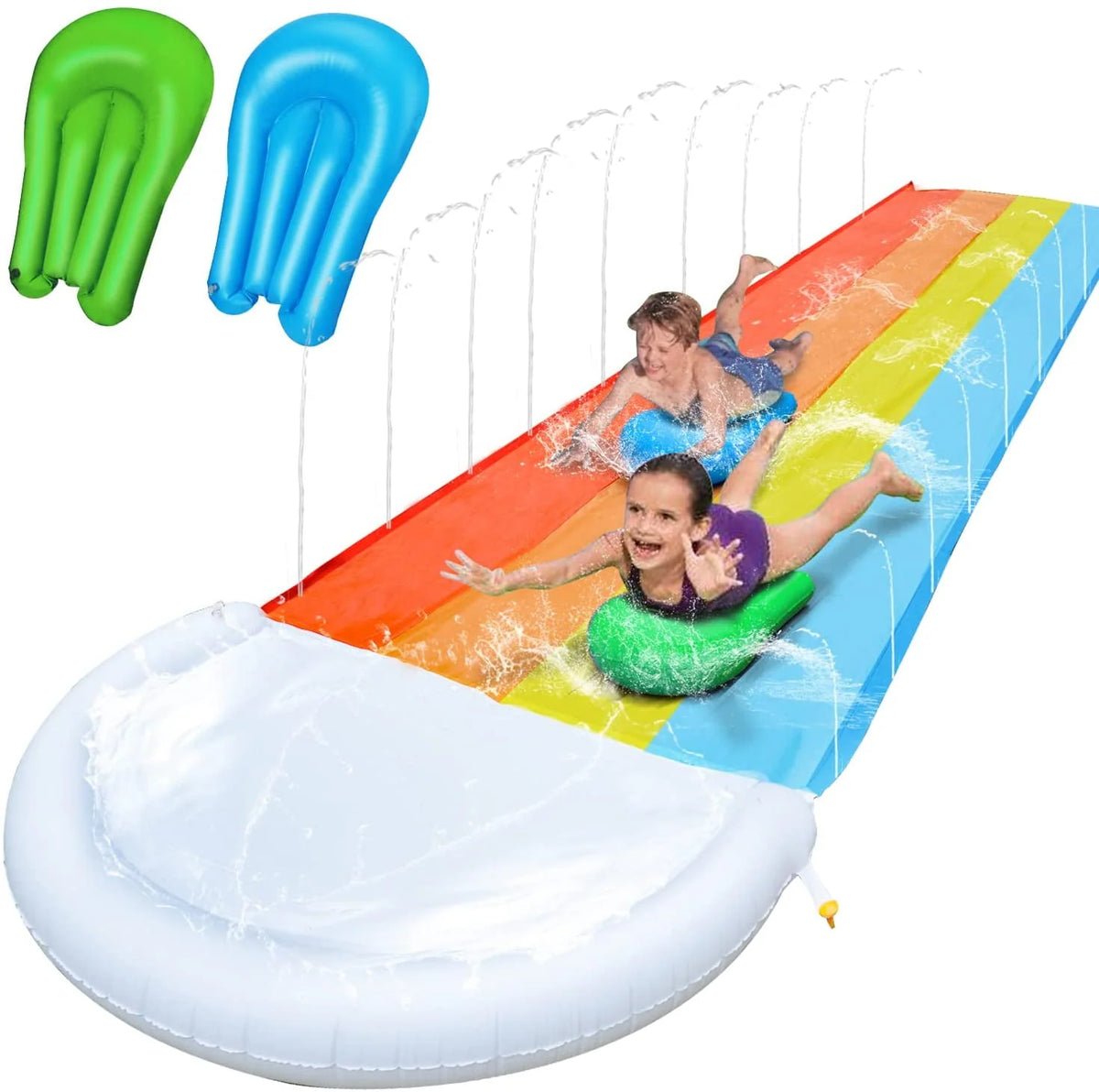 20 Ft Rainbow Water Slide with 2 Water Bodyboards L888