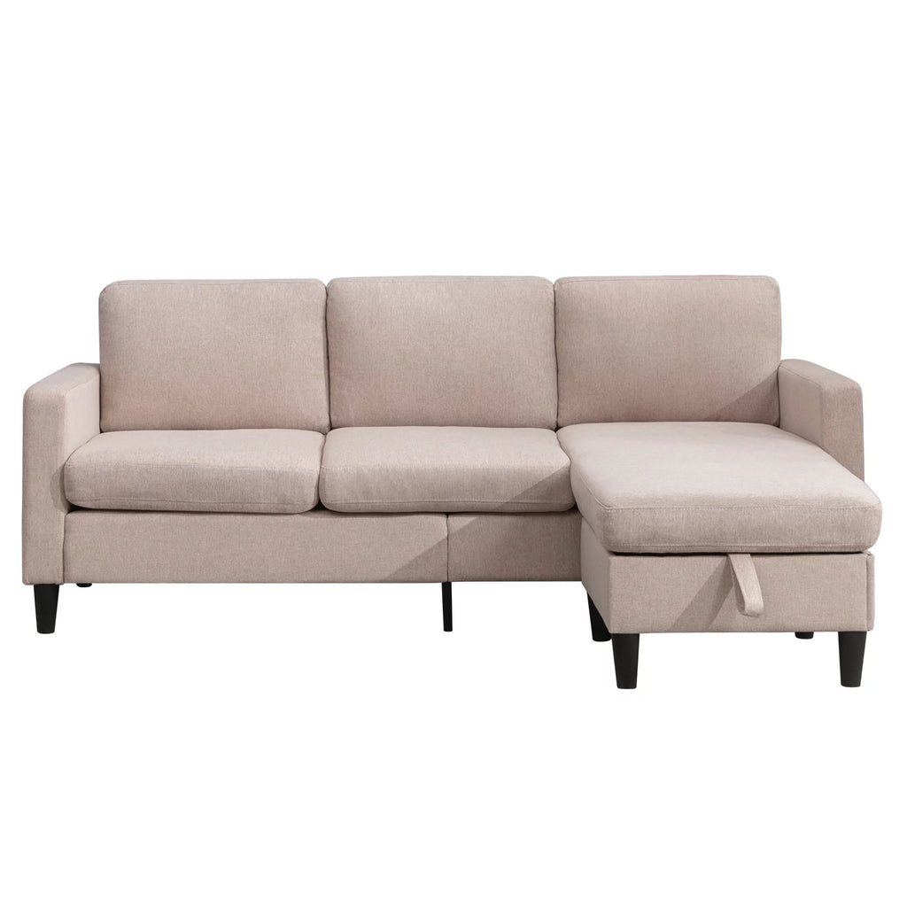 Modern Dark Grey Sectional Sofa with Storage Ottoman L8755