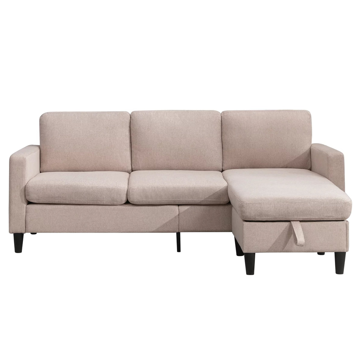 Modern Dark Grey Sectional Sofa with Storage Ottoman L8755