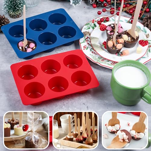 2pcs Silicone Hot Chocolate Spoon Molds with 30 Wooden Spoons A47633