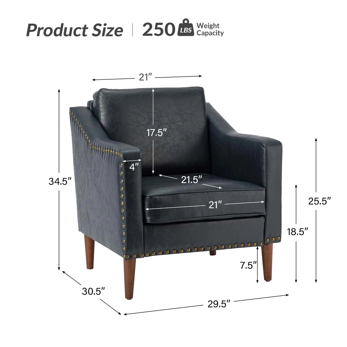 Navy Faux Leather Upholstered Accent Chair Set of 2 G775607