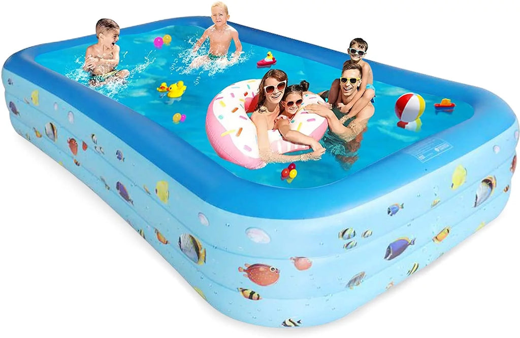 Inflatable Pool, Thickened Kiddie Pool, BPA-Free, 6.9 x 5 x 1.8 ft, Blue C48653