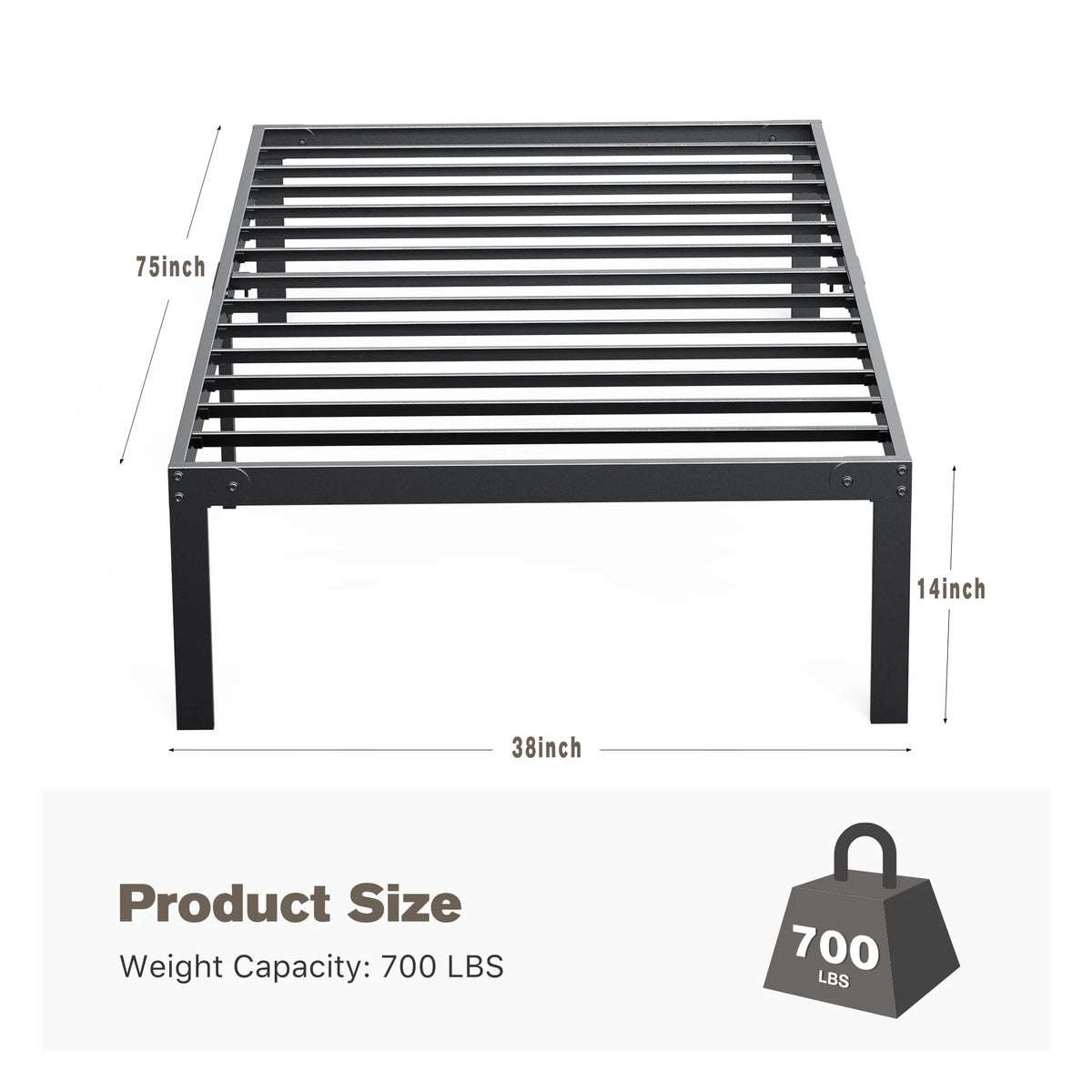Full Size Heavy Duty Platform Bed Frame with Underbed Storage K5973