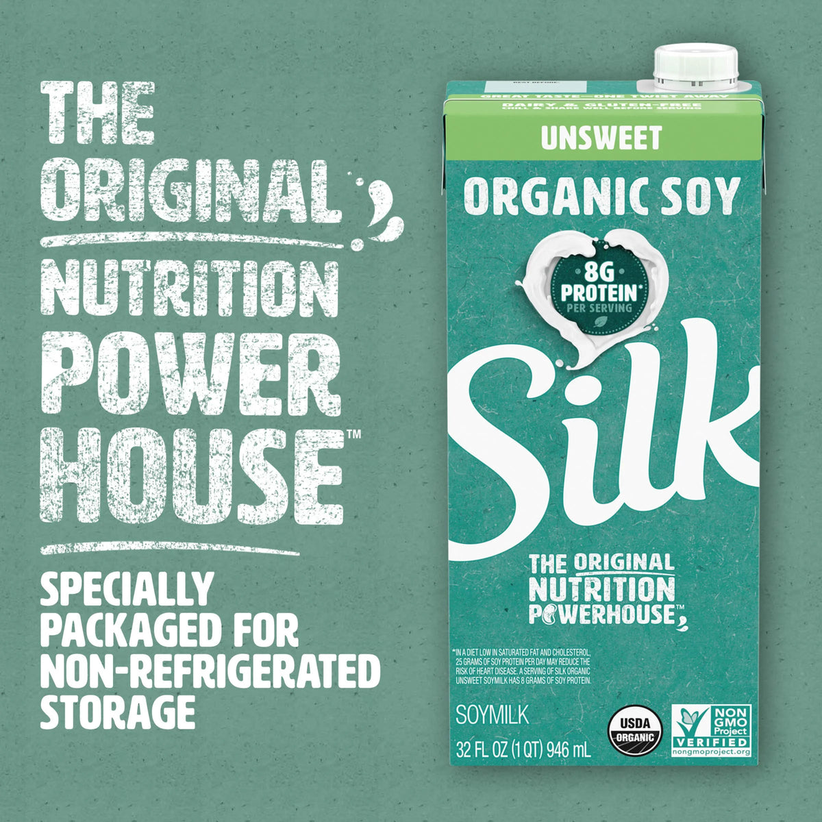 Organic Unsweetened Soy Milk 32 Fl Oz (Pack Of 6) Y60465