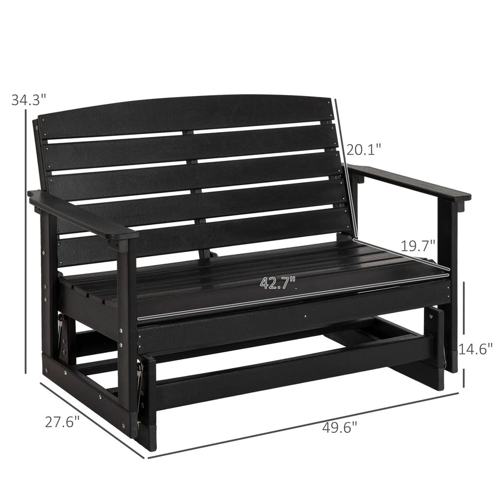 Black HDPE Double Patio Glider Bench S5639
