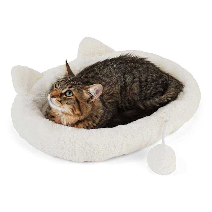 Ivory Cat Head Oval Snuggler Bed A170654