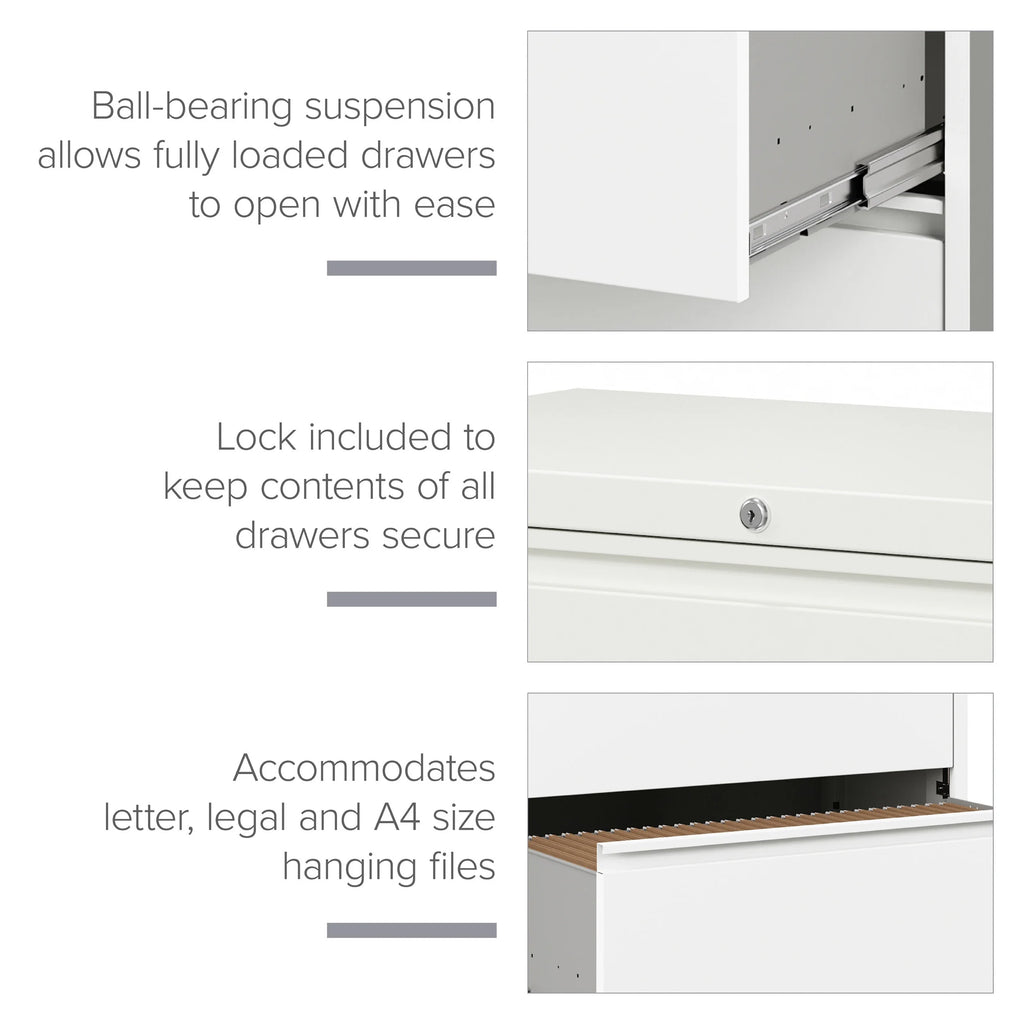 36 Inch Wide 4 Drawer Metal Lateral File Cabinet White V97188