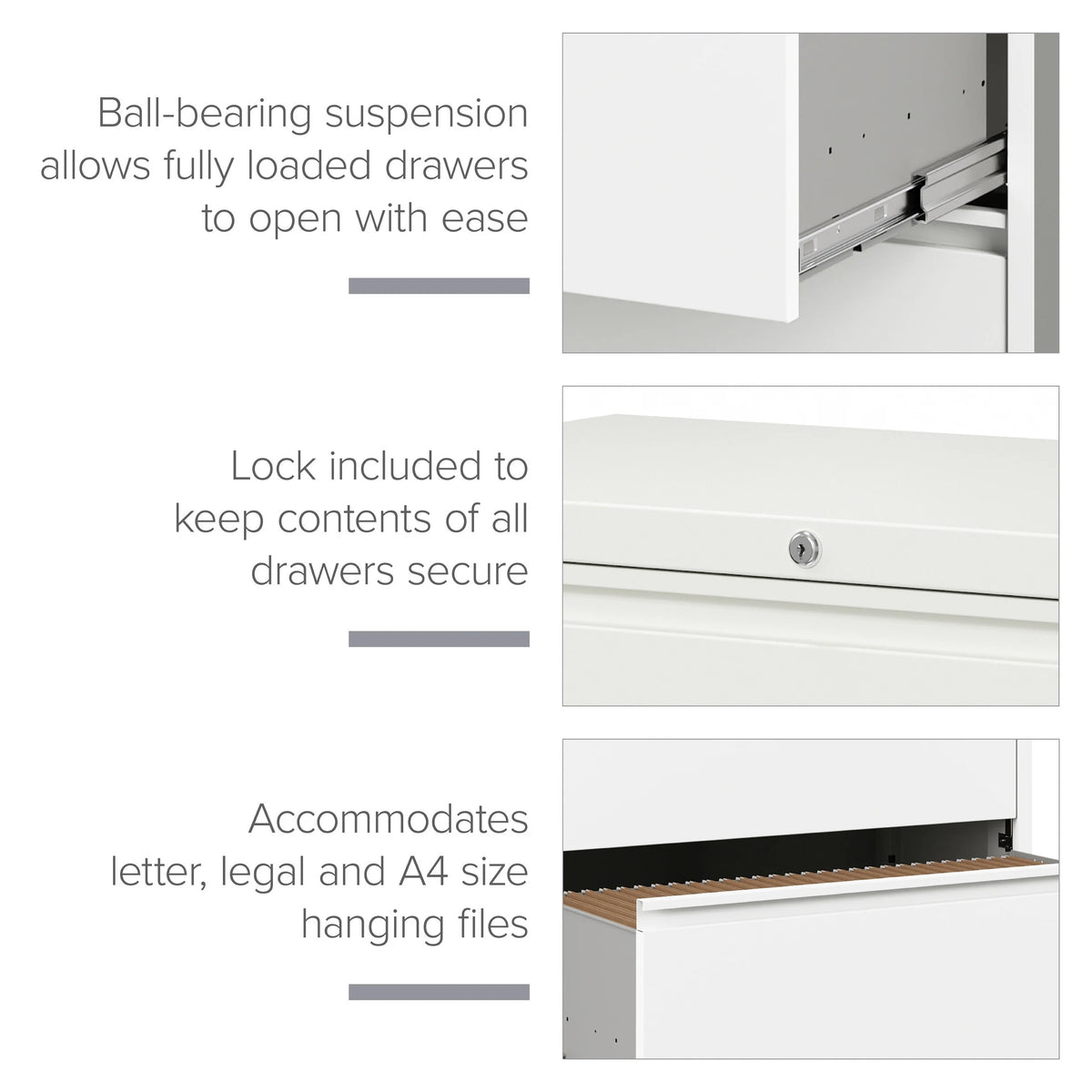 36 Inch Wide 4 Drawer Metal Lateral File Cabinet White V97188