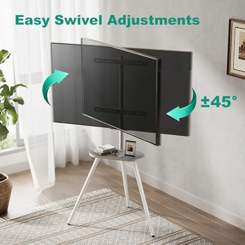Height Adjustable Swivel TV Stand for 40 to 65 Inch Screen with Wooden Tray L962