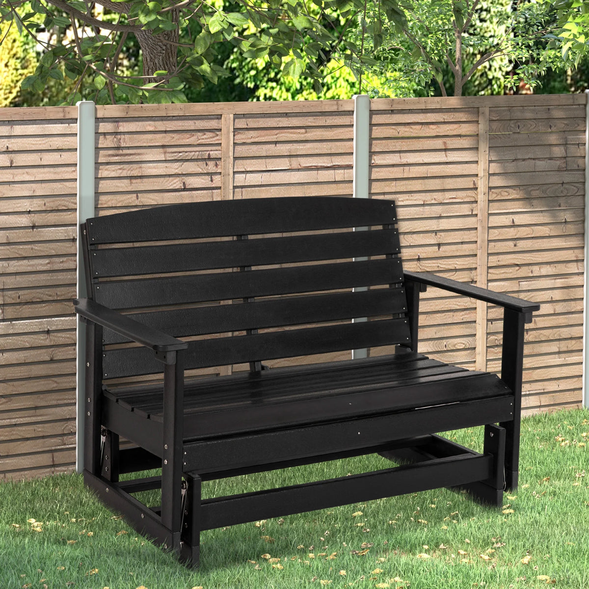Black HDPE Double Patio Glider Bench S5639