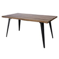 Dark Brown Rectangular Wood Dining Table with Metal Legs E48754