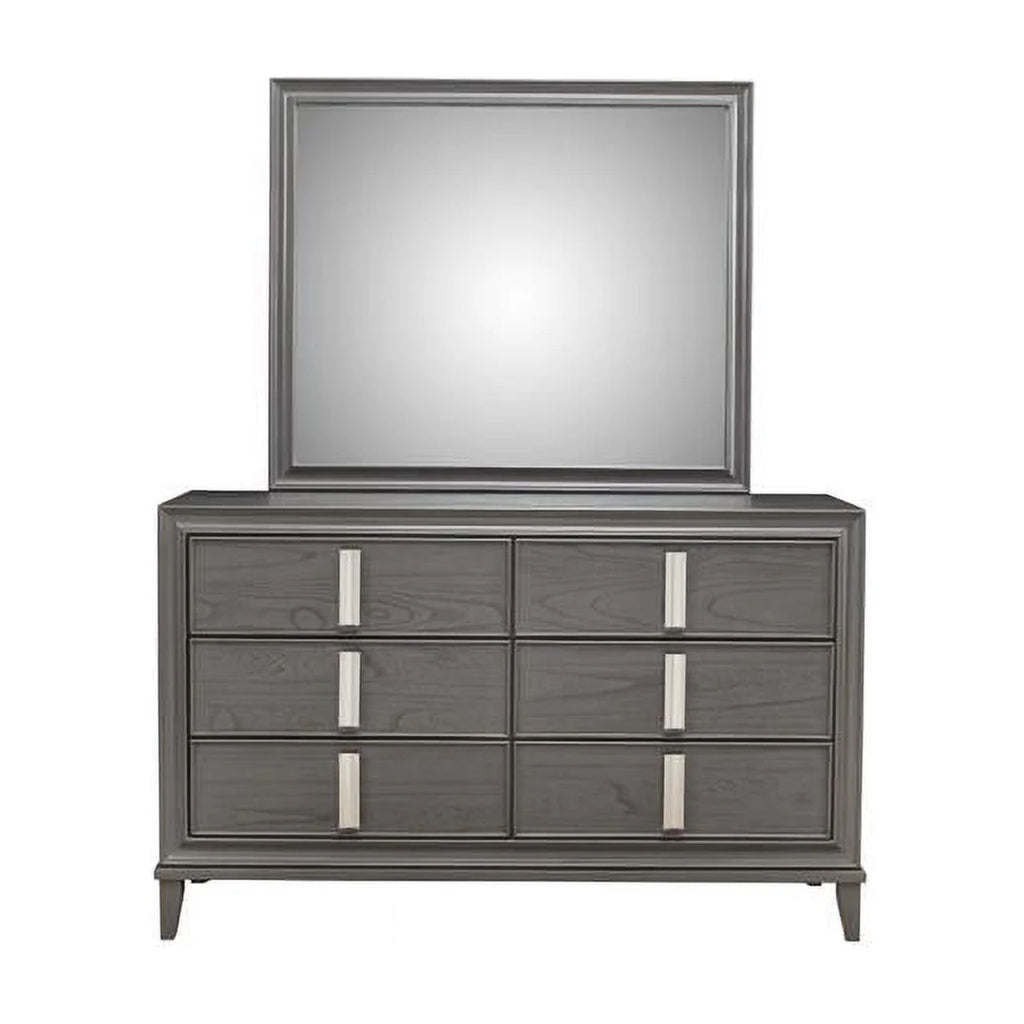 Dark Grey Solid Wood Six Drawer Double Dresser B30979