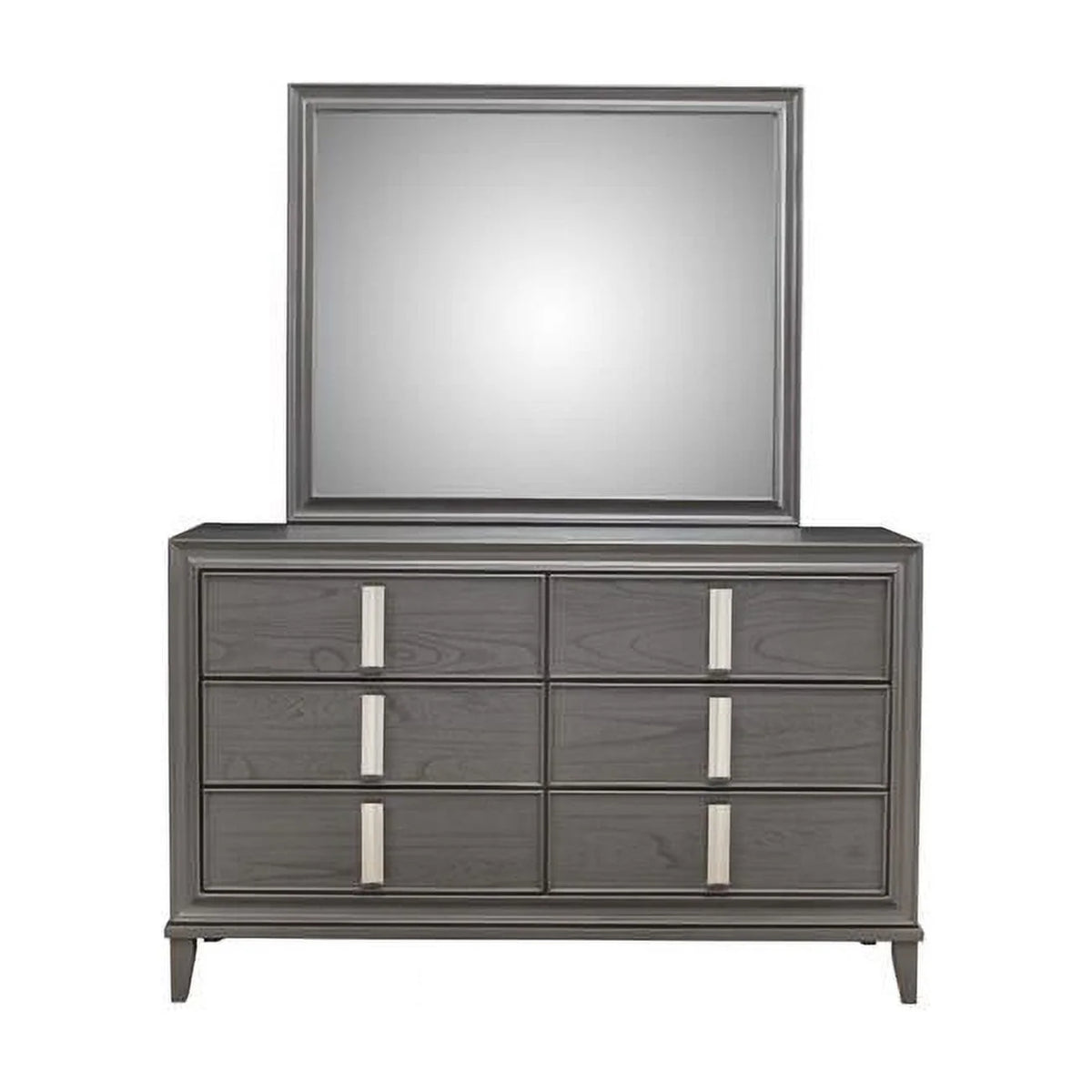 Dark Grey Solid Wood Six Drawer Double Dresser B30979