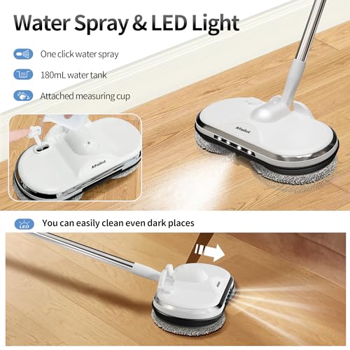 Cordless Electric Spin Mop with Water Sprayer and LED Headlight L901480