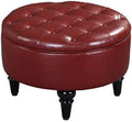 Faux Leather Round Ottoman with Tray Top X2829