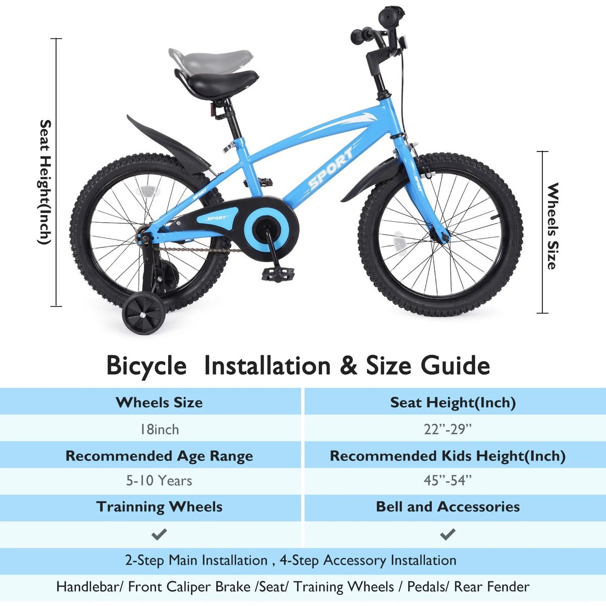 Blue Kids Bike with Removable Training Wheels F510214