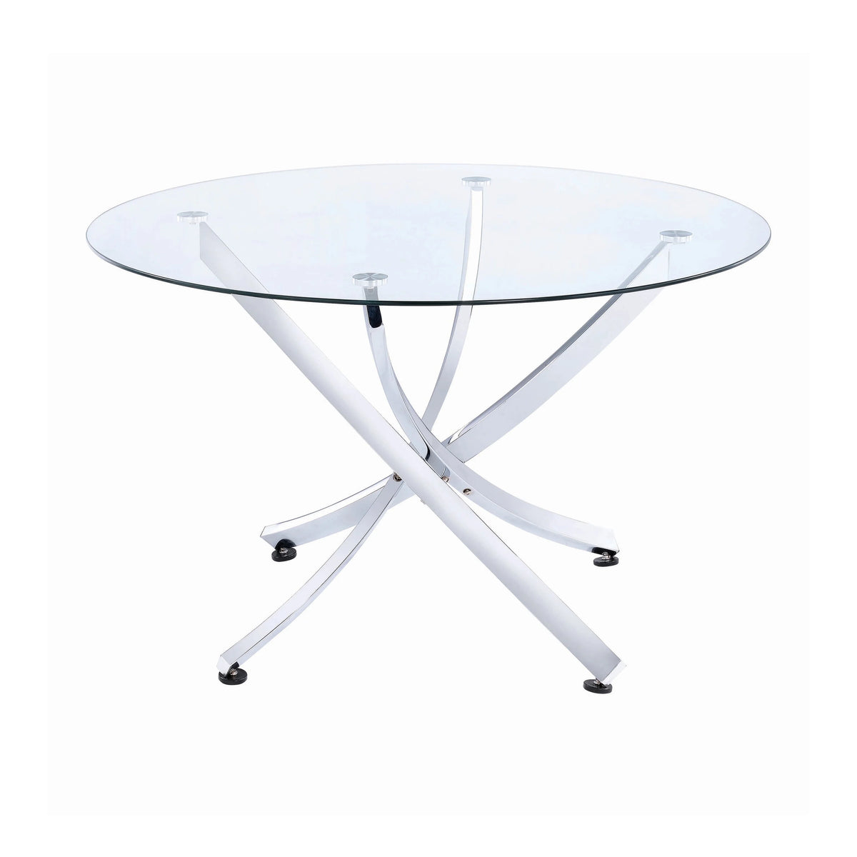 Round Dining Table Chrome and Clear O863323