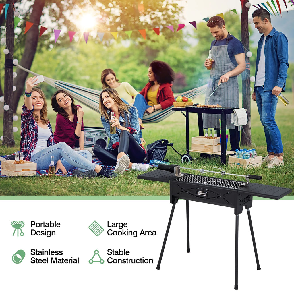 Portable Charcoal Grill with Removable Legs & Side Trays F637336