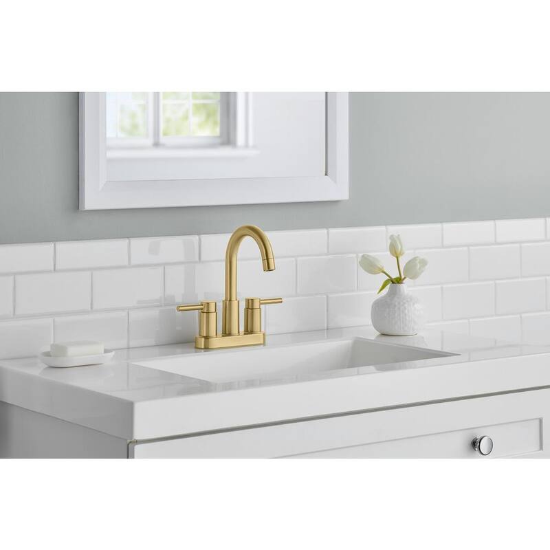 4 in. Double Handle High-Arc Bathroom Faucet Matte Gold Q1006