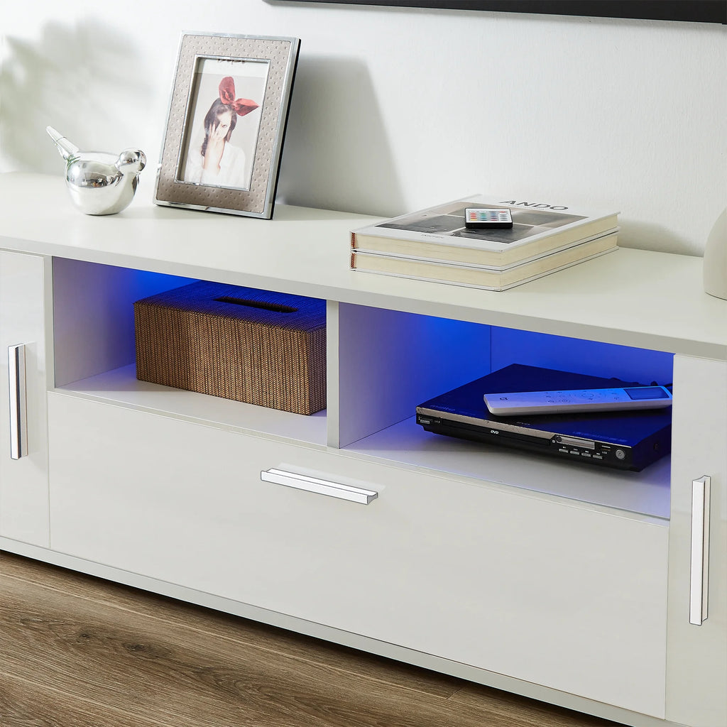 High Glossy TV Stand Cabinet with 3 Doors and Open Shelf X591939