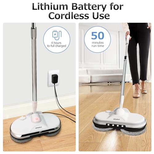 Cordless Electric Spin Mop with Water Sprayer and LED Headlight L901480
