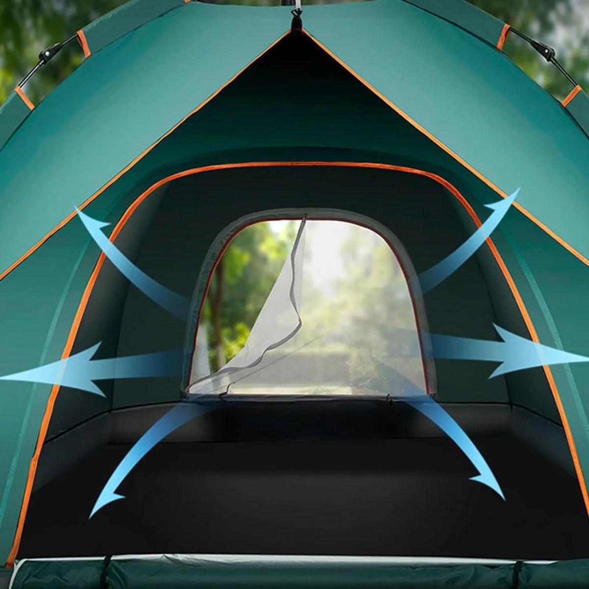 4 Person Pop up Camping Tent, Green D596049