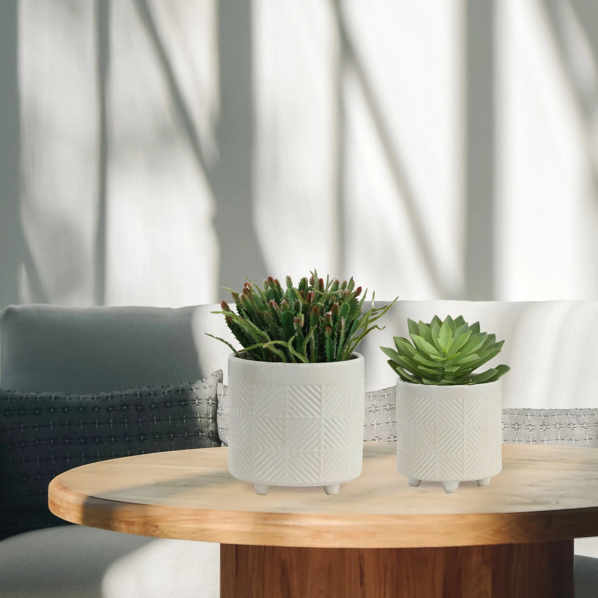 Set Of 2 8" Textured Ceramic Planters S429922