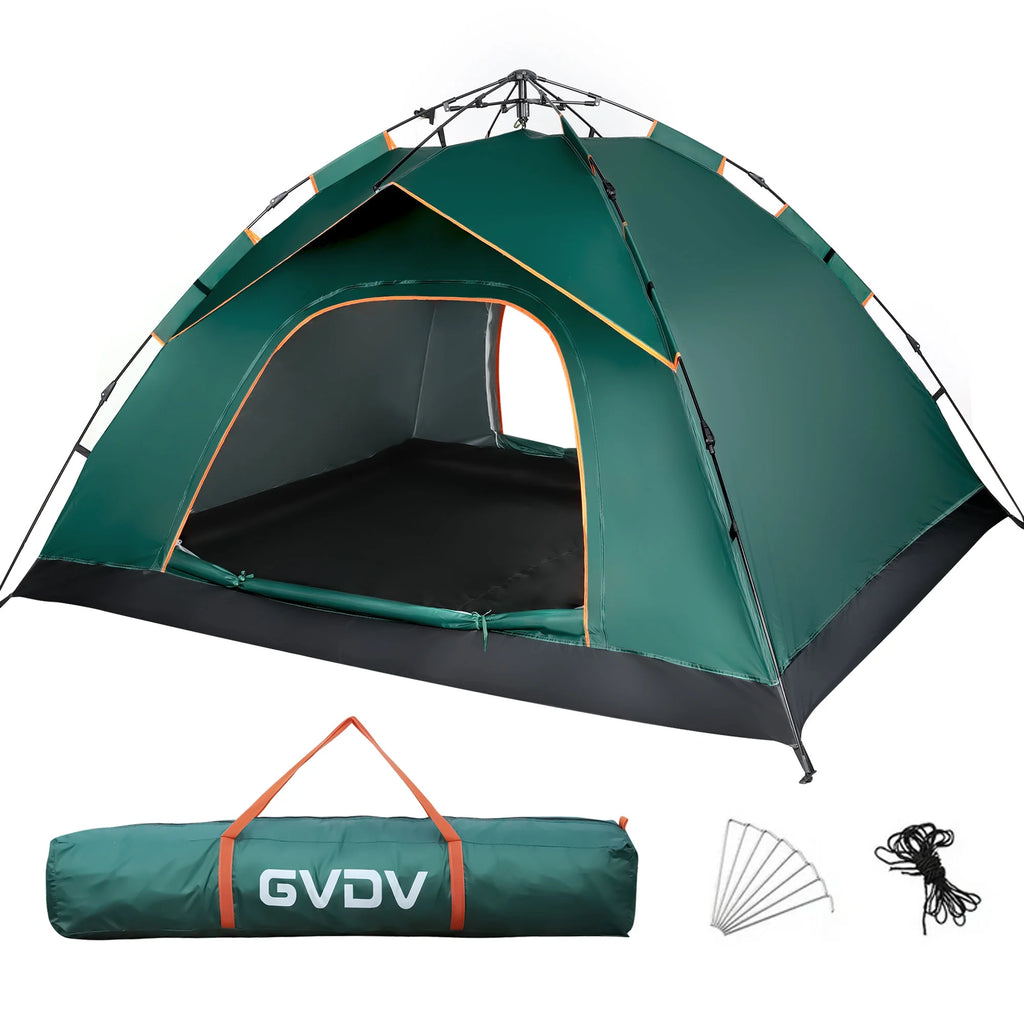 4 Person Pop up Camping Tent, Green D596049
