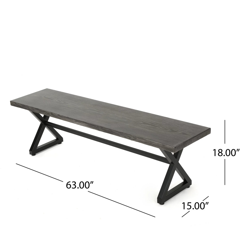 Gray Outdoor Aluminum Dining Bench A6508