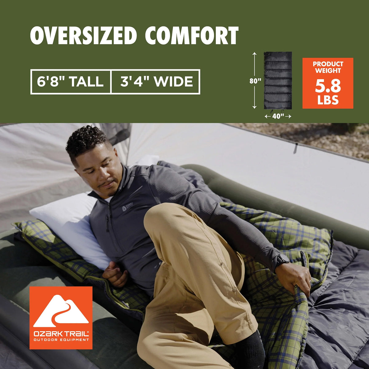 Oversized 30-Degree Rectangular Sleeping Bag H185