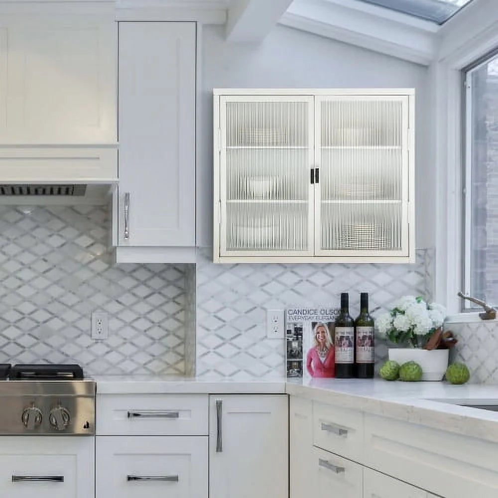 Haze Double Glass Door Wall Cabinet with Detachable Shelves E589