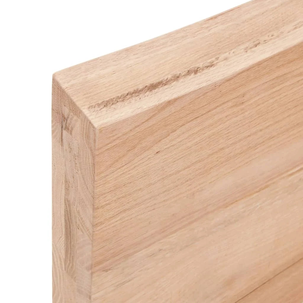 Solid Oak Wood Table Light Treated Live Edge Brown S977426