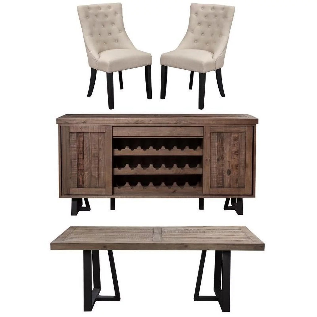 4 Piece Dining Table Side Chairs Sideboard Set D739
