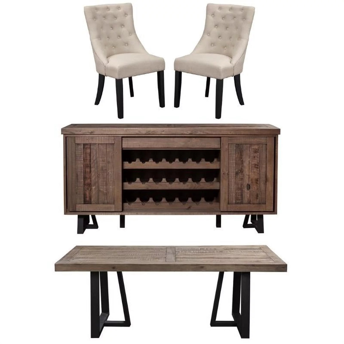 4 Piece Dining Table Side Chairs Sideboard Set D739