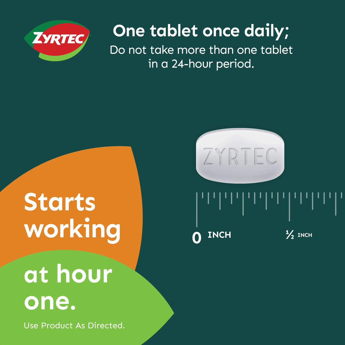 24 Hour Allergy Relief Tablets 10 mg Cetirizine HCl 30 Ct W167